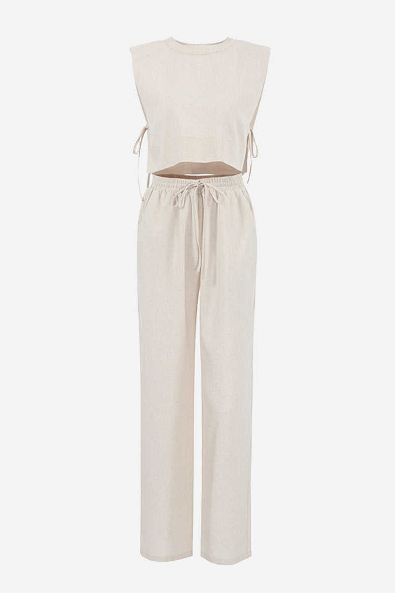 Breathable Cotton-Linen Blend Two-Piece