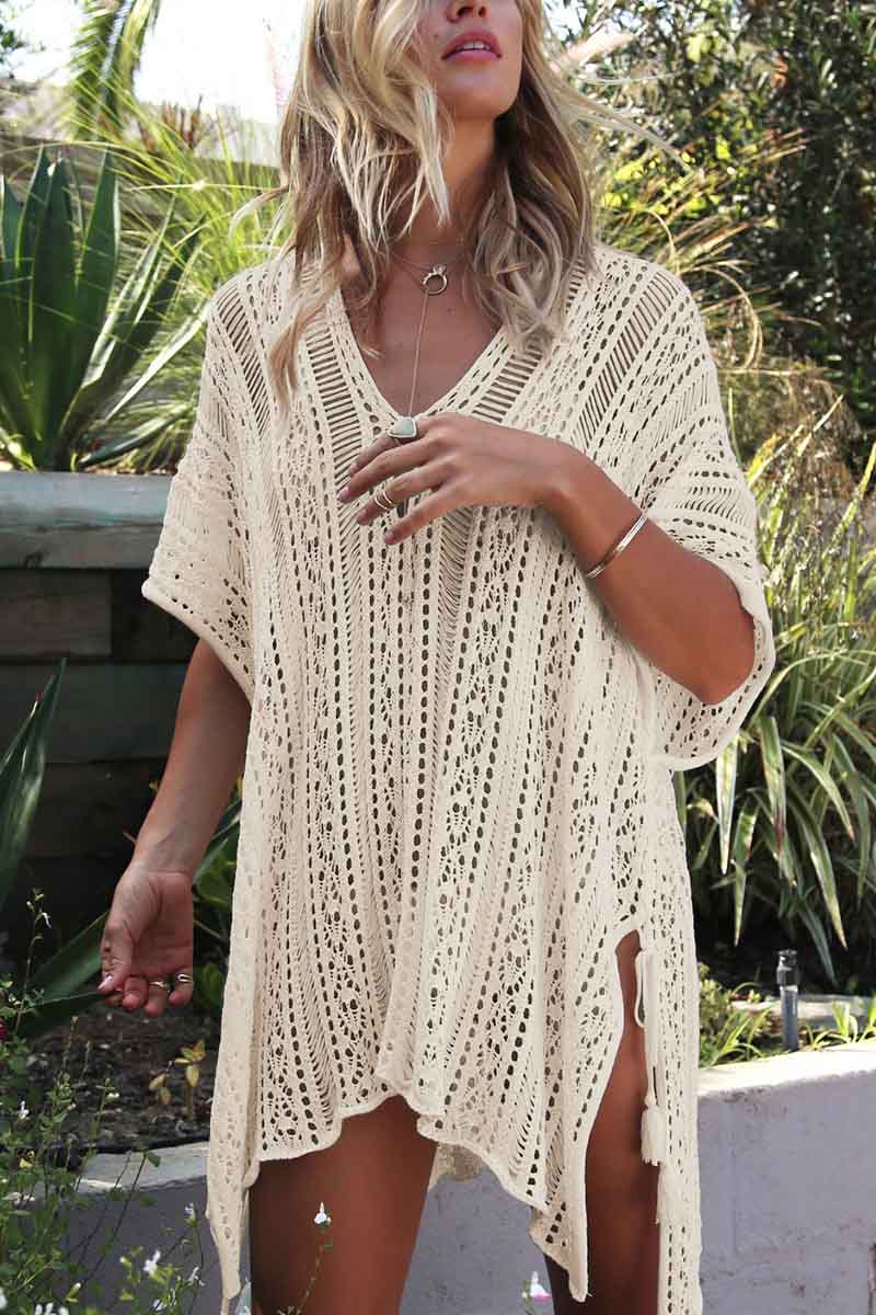 Uneven Hem Crochet Beach Cover Up