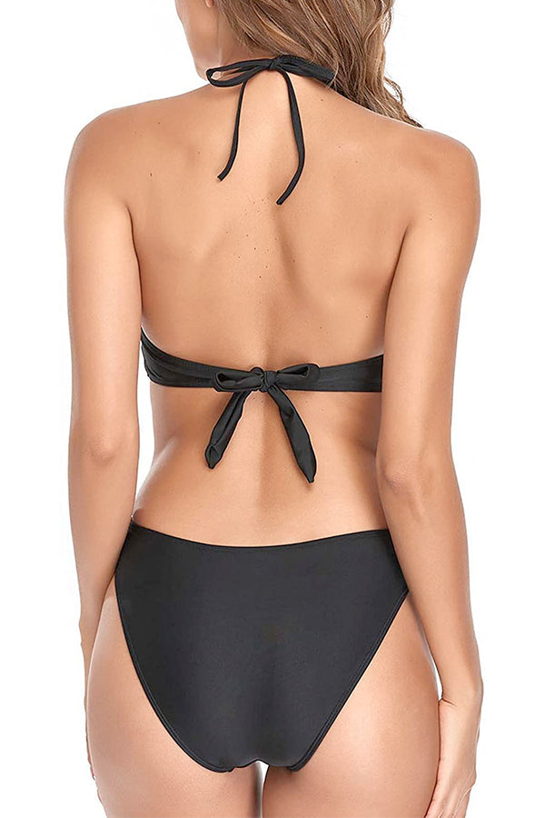 Cutout Halter Tassel One Piece Swimsuit