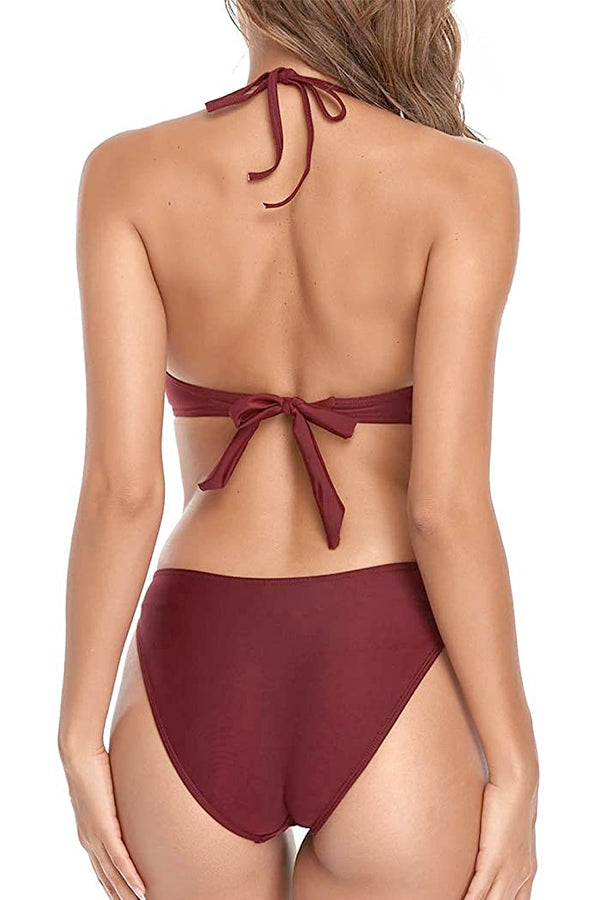 Cutout Halter Tassel One Piece Swimsuit