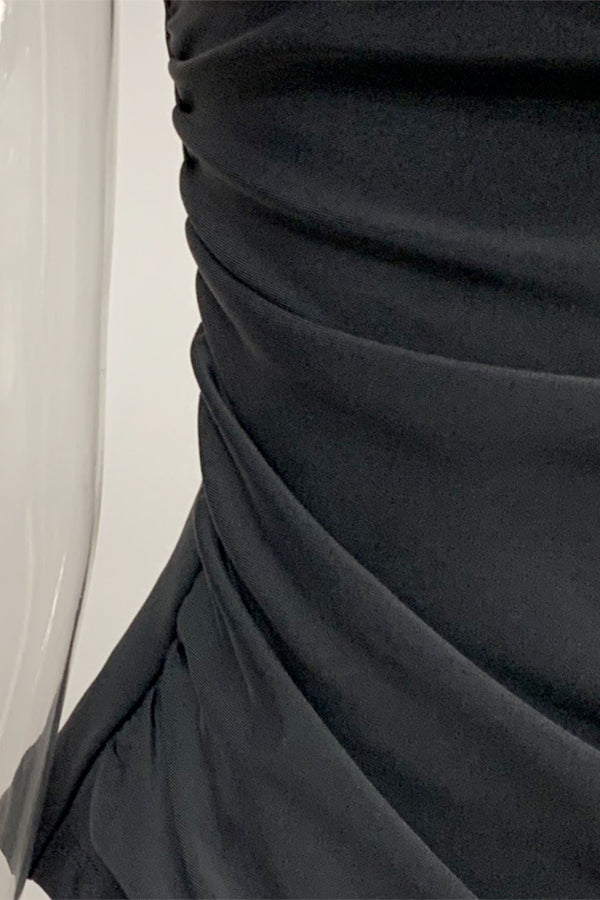 V-Neck Pleated Top Cross-Spenders Two-Piece Swimsuit