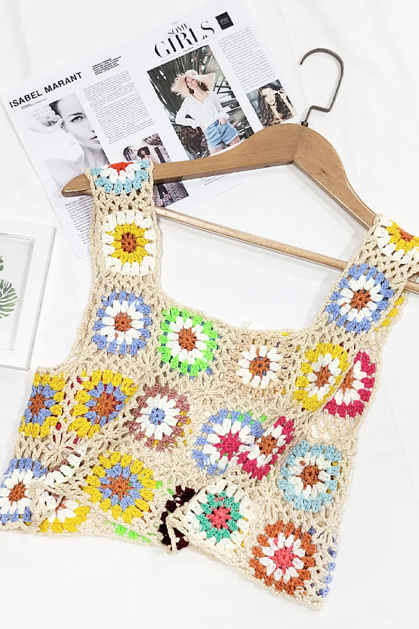 Short-Cropped Vest Crochet Top Clothing