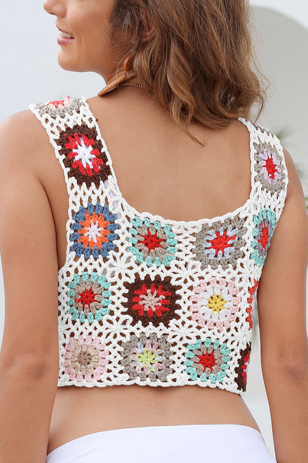 Short-Cropped Vest Crochet Top Clothing