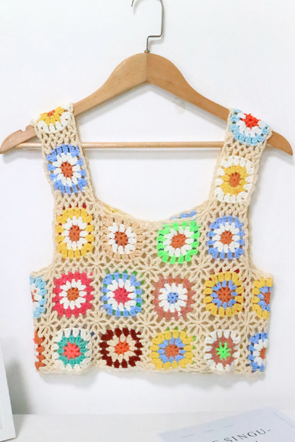 Short-Cropped Vest Crochet Top Clothing