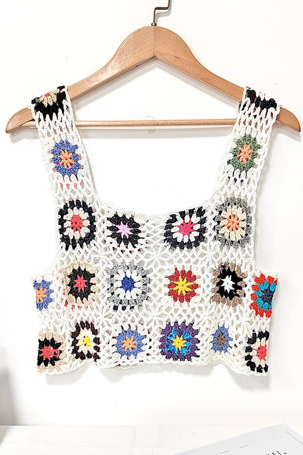 Short-Cropped Vest Crochet Top Clothing