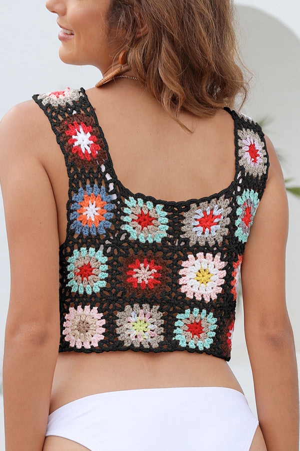 Short-Cropped Vest Crochet Top Clothing