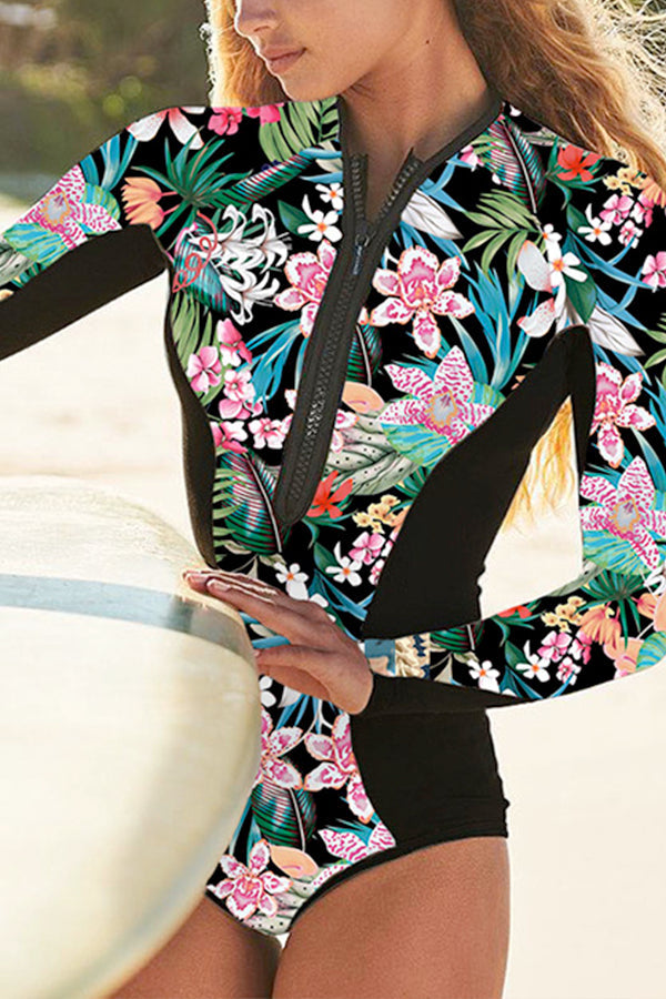 Long-Sleeved Zipper Surfing Swimsuit